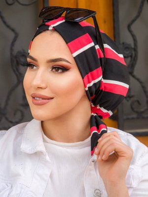 Havuz Bonesi Siyah Çizgi Desen Deniz