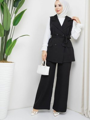 Kadın Yelek Takım Double Krep Kumaş
