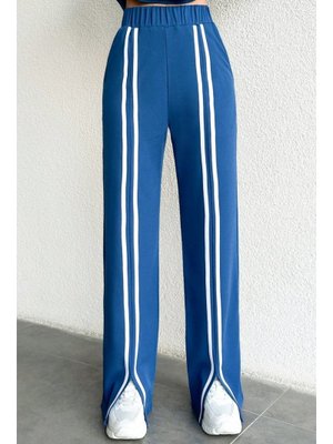 Lacivert Yırtmaç Detay Cepli Pantolon Lacivert Yırtmaç Detay Cepli Pantolon