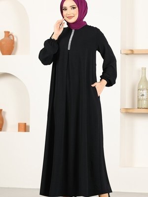 Siyah A Pileli Aerobin Elbise