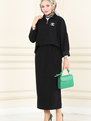 Siyah Yarım Fermuarlı Kışlık Takım Siyah Yarım Fermuarlı Kışlık Takım