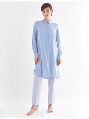 Basic Patı Gizli Tunik Buz Mavisi