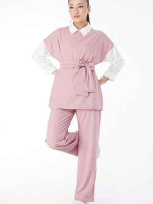 Gul Bisiklet Yaka Kısa Kollu İkili Takım