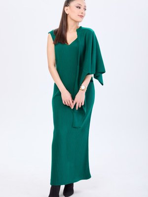 Zumrut Elbise Ve Croplu Triko İkili Takım