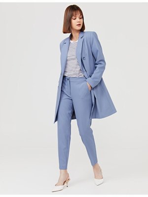 Basic Fermuarlı Pantolon İndigo Sz