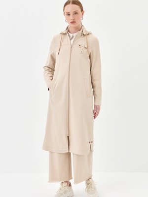 Niihan Seyyar Kapüşonlu Spor Kanvas Kap Bej