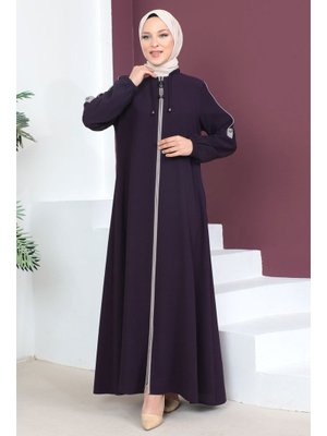 Mürdüm Kolları Düğmeli Ferace Mürdüm Kolları Düğmeli Ferace