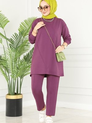 Koyu Lila Dikiş Detaylı Takım Koyu Lila Dikiş Detaylı Takım