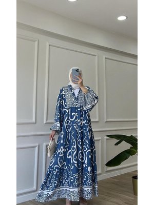 Premium Kumaş Desenli Viskon Elbise Premium Kumaş Desenli Viskon Elbise