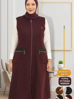 Mürdüm Kadin Buyuk Beden Uzun Yelek Giyim Yüksek Kaliteli Mevsimlik Kislik