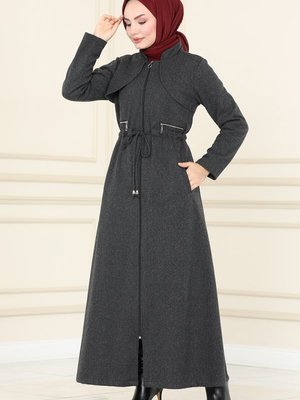 Antrasit Bolerolu Kışlık Ferace Antrasit Bolerolu Kışlık Ferace