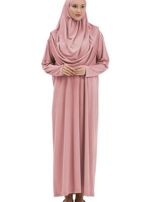 Tek Parça Namaz Elbisesi Boydan Giymeli Gül Kurusu