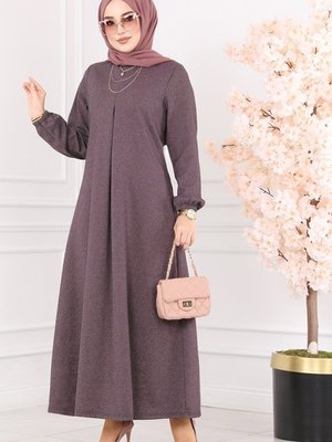 Gül Kurusu A Pileli Kışlık Elbise