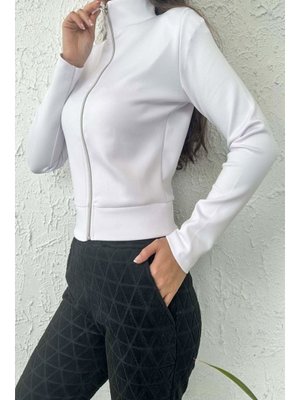 Beyaz Lamia Fermuarlı Hırka Beyaz Lamia Fermuarlı Hırka