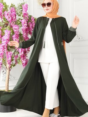 Haki Püsküllü Medine İpeği Ferace Haki Püsküllü Medine İpeği Ferace