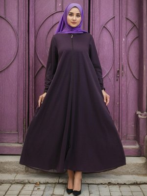 Mürdüm Fermuarlı Mevlana Ferace Mürdüm Fermuarlı Mevlana Ferace