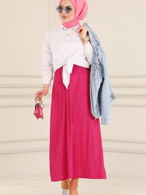 Fuşya Piliseli Etek Fuşya Piliseli Etek