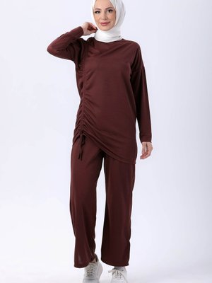 Kahve Yanı Büzgü Detaylı İkili Takım Kahve Yanı Büzgü Detaylı İkili Takım