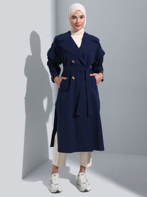 Lacivert Kolları Çıkabilen Yelek Trençkot