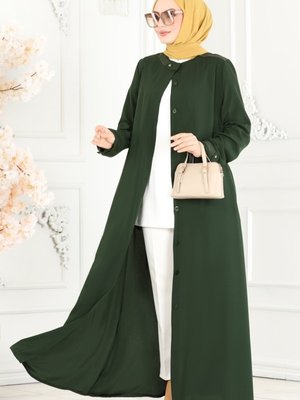 Haki Nakış İşlemeli Medine İpeği Ferace