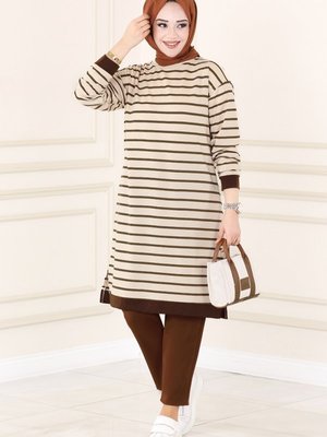 Kahve Çizgili Basic Tunik Kahve Çizgili Basic Tunik