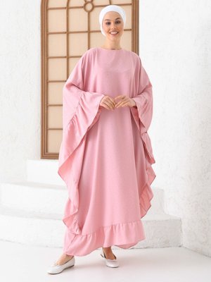 Pudra Kendinden Puantiye Desenli Ferace