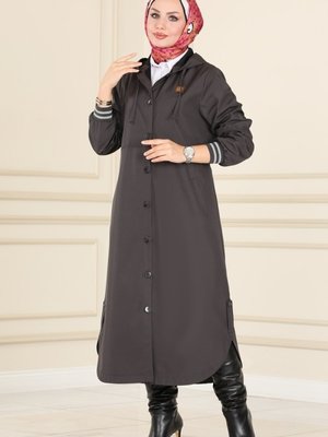 Antrasit Ribanalı Bondit Trençkot Antrasit Ribanalı Bondit Trençkot