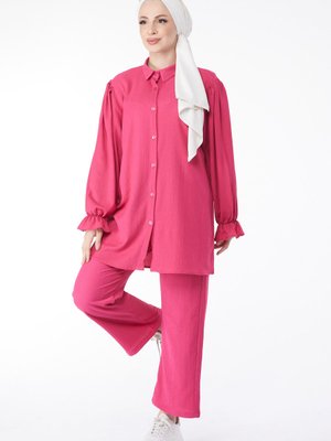 Fusya Kol Ağzı Fırfırlı İkili Takım