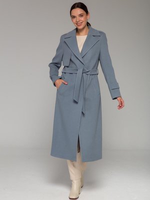 Pelerin Ve Apolet Detaylı Çıt Kapamalı Ara Boy Kaban Mavi