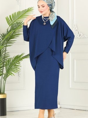 Lacivert Asimetrik Kesim Mira Takım Lacivert Asimetrik Kesim Mira Takım