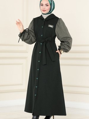 Zümrüt & Vizyon Arma Detaylı Kapüşonlu Ferace Zümrüt & Vizyon Arma Detaylı Kapüşonlu Ferace