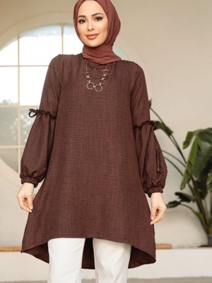 Balon Kol Kahverengi Tunik