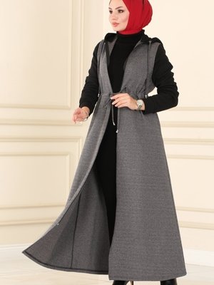 Koyu Vizyon & Siyah Beli Tünelli Kışlık Ferace Koyu Vizyon & Siyah Beli Tünelli Kışlık Ferace