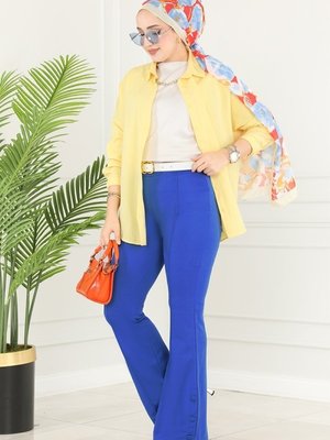 Saks Düğme Detaylı Pantolon Saks Düğme Detaylı Pantolon