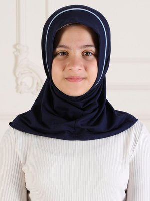 Lacivert Çocuk Hijap Düz Renk Biyeli Lacivert Çocuk Hijap Düz Renk Biyeli