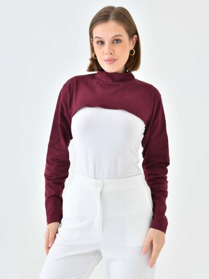 Bordo Balıkçı Yaka Boyunluklu Kolluk Bordo Balıkçı Yaka Boyunluklu Kolluk