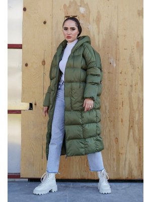 Haki Oversize Şişme Mont