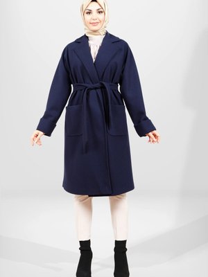 Lacivert Kaşe Taksim Kaban Lacivert Kaşe Taksim Kaban