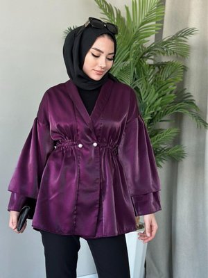 İğneli Tafta Ceket Mürdüm İğneli Tafta Ceket Mürdüm