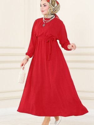 Kırmızı Beli Lastikli Aerobin Elbise Kırmızı Beli Lastikli Aerobin Elbise