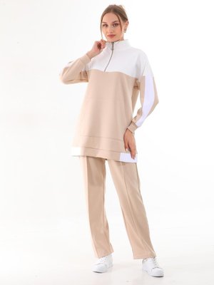 Pudra Renk Desenli Giyim Spor İkili Günlük Takım