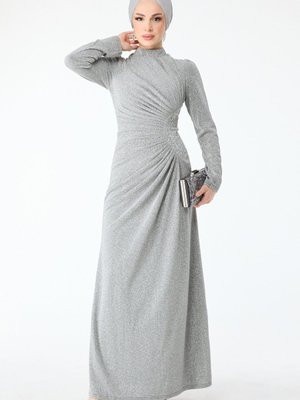 Grı Abiye Elbise