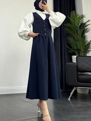 Kadın Lacivert Yelekli Etekli Takım T