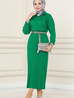 Benetton Yeşili Yarım Fermuarlı Triko Takım Benetton Yeşili Yarım Fermuarlı Triko Takım