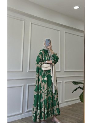 Bulut Desenli Premium Kumaş Viskon Elbise Bulut Desenli Premium Kumaş Viskon Elbise