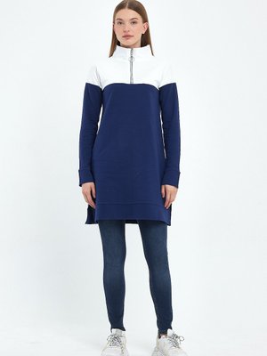 Lacivert Dik Yaka Fermuarlı Basic Sweatshirt Lacivert Dik Yaka Fermuarlı Basic Sweatshirt