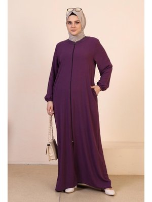 Mürdüm Kadin Buyuk Beden Ayrobin Fermuarlı Ve Boydan Uzun