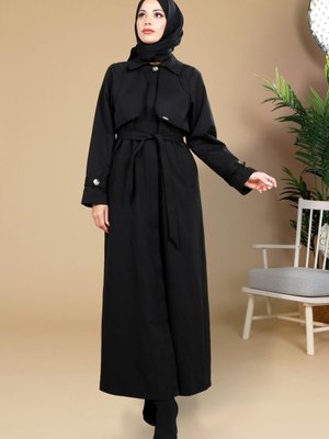 Siyah Uzun Trençkot