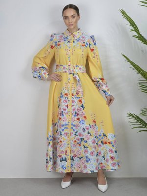 Sarı Atlas Kumaş Elbise Sarı Atlas Kumaş Elbise