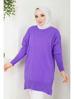 Lila Mevsimlik İnce Merserize Salaş Triko Tunik Lila Mevsimlik İnce Merserize Salaş Triko Tunik